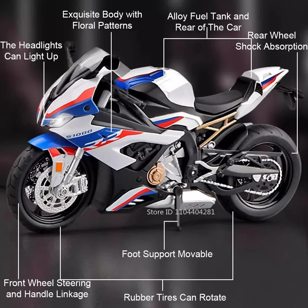 BMW S1000RR Motorcycle Model 1:12 Scale Collectible 5 BMW S1000RR Motorcycle Model 1:12 Scale Collectible - Image 5
