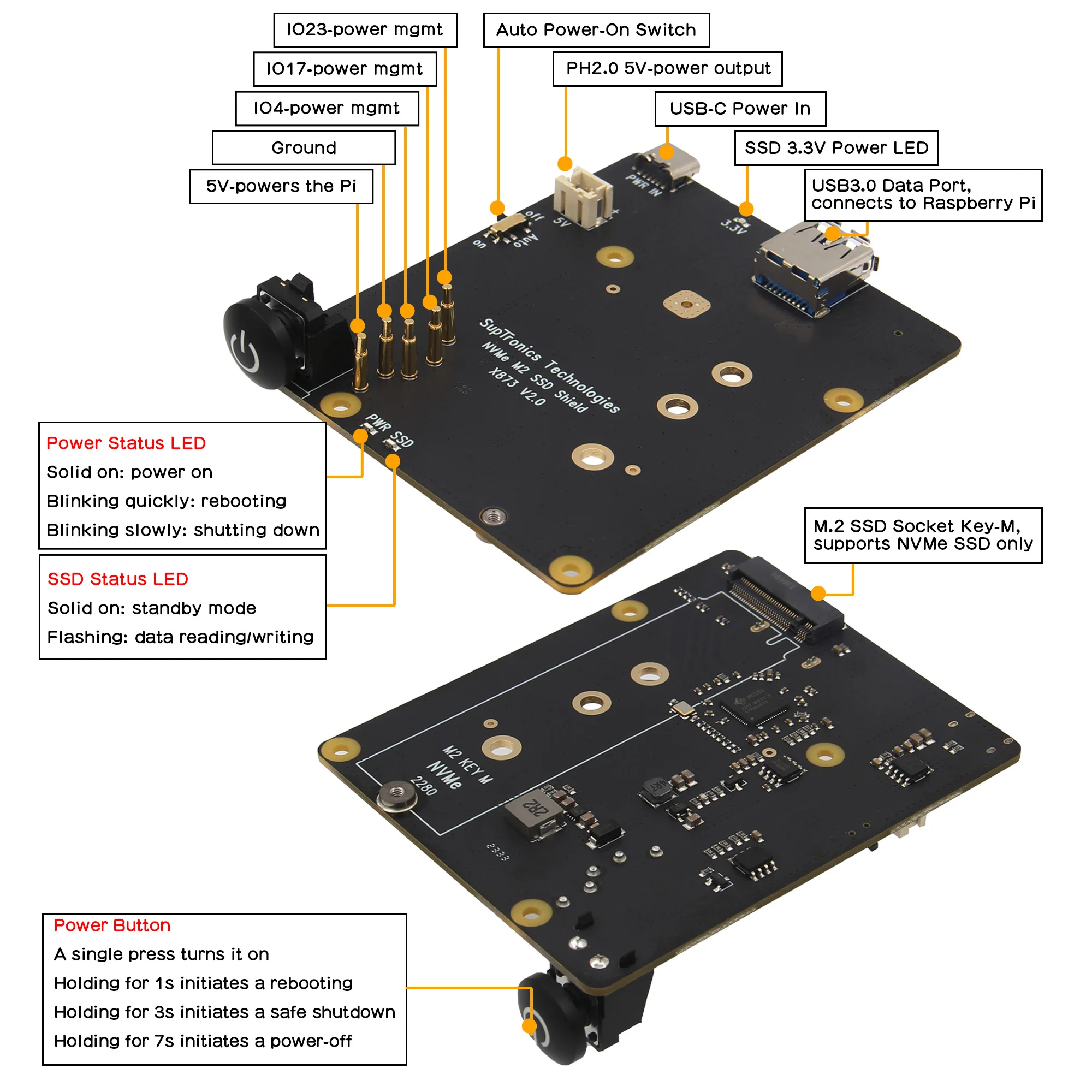 Geekworm X873 V2.0 SSD Expansion Board for Raspberry Pi 4 3 Geekworm X873 V2.0 SSD Expansion Board for Raspberry Pi 4 - Image 3