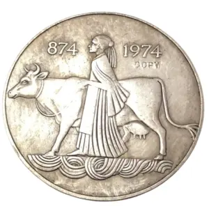 Vintage 1974 Iceland 1000 Kronur Coin Replica