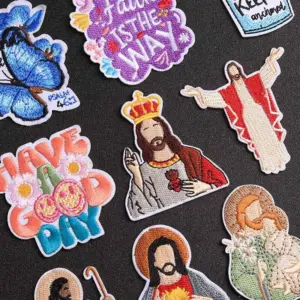 Flowers Christian Jesus Embroidered Iron-On Patch 13 Sbade9ad2525649138f4824ecad59612aa