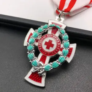 Vintage Red Cross Badge with Wreath