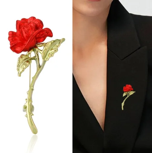 Red Rose Brooch with Vintage Details 1 Red Rose Brooch with Vintage Details
