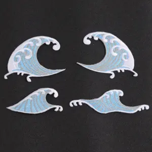 Silver Edged Waves Embroidered Patch