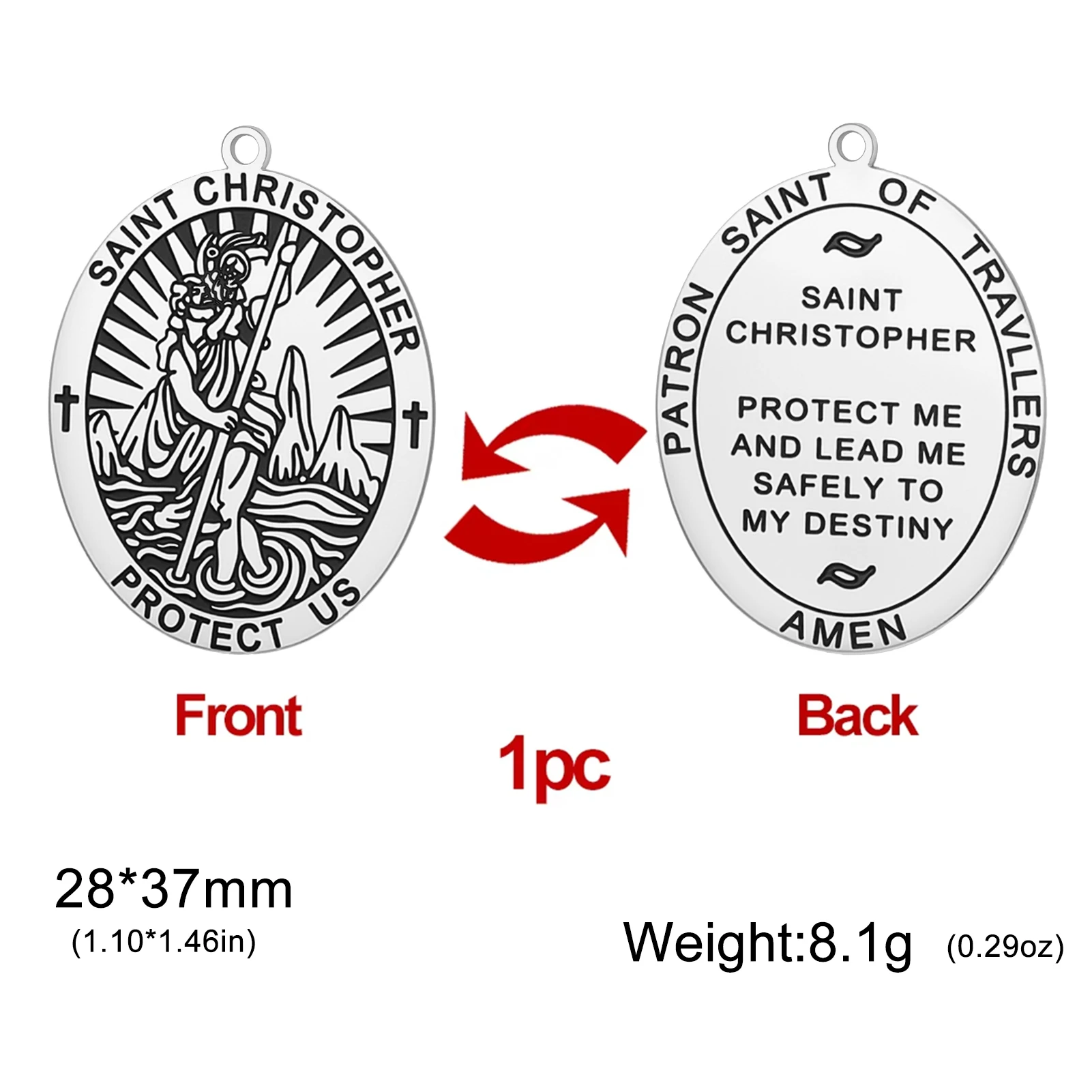 Stainless Steel Saint Christopher Keychain 8 Stainless Steel Saint Christopher Keychain - Image 8
