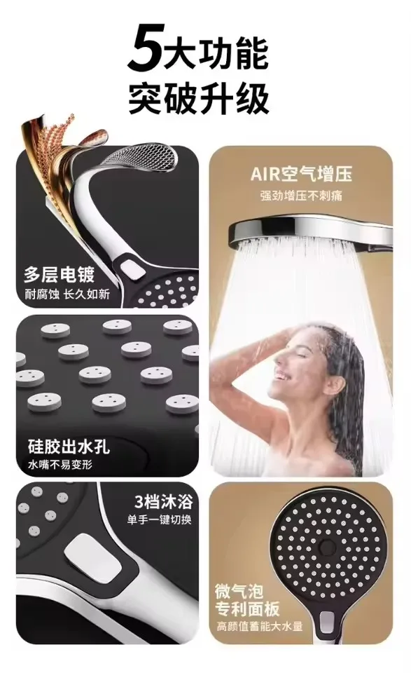 High-Pressure 130mm Shower Head with 3 Spray Modes 6 High-Pressure 130mm Shower Head with 3 Spray Modes - Image 6