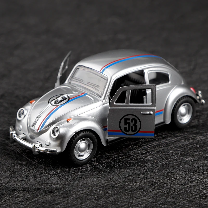 Silver Volkswagen Beetle 1:36 Scale Diecast Model 6 Silver Volkswagen Beetle 1:36 Scale Diecast Model - Image 6