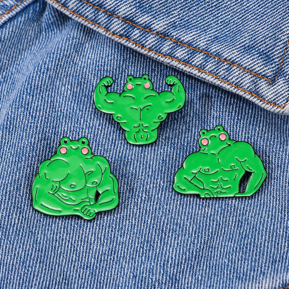 Vibrant Green Muscle Frog Brooch Set for Adults 6 Vibrant Green Muscle Frog Brooch Set for Adults - Image 6