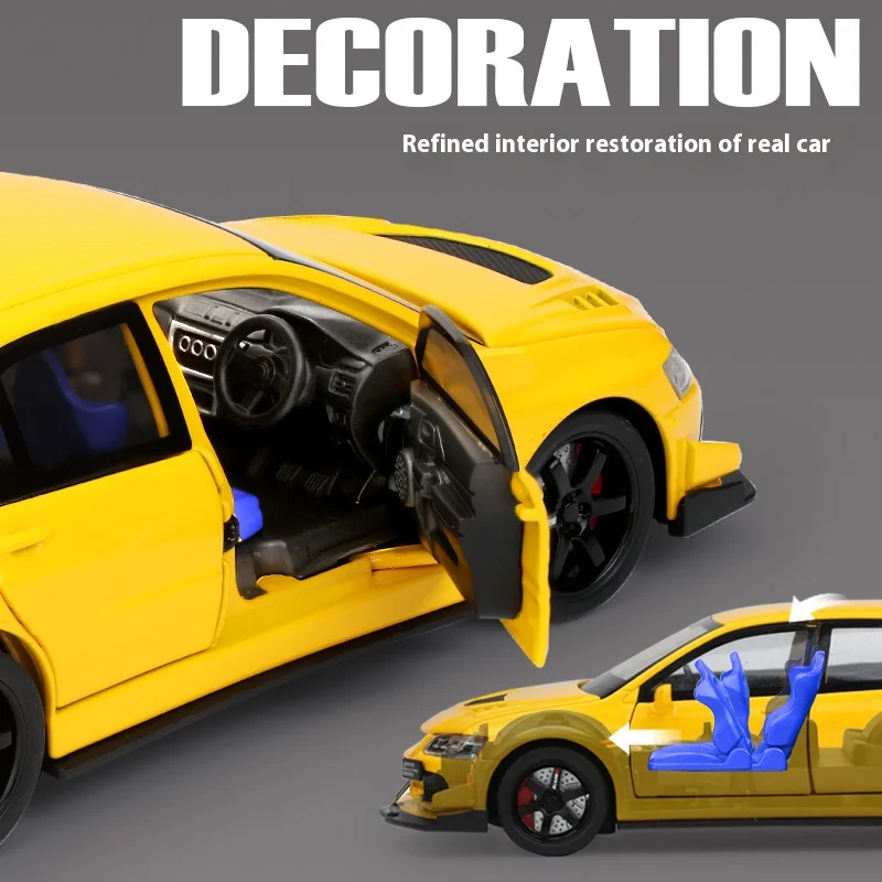 Vivid Yellow Mitsubishi EVO 1:32 Diecast Model 5 Vivid Yellow Mitsubishi EVO 1:32 Diecast Model - Image 5