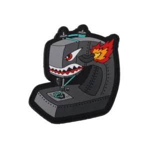 Quirky Cartoon Sewing Machine Patch 3D Design