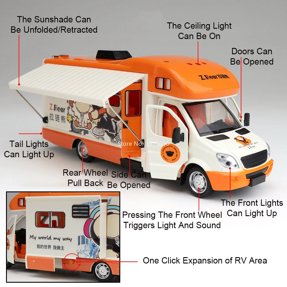 Vibrant 1:32 Alloy Cartoon Bear RV Model 6 Vibrant 1:32 Alloy Cartoon Bear RV Model - Image 6