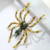 Bold Metallic Green Gem Spider Brooch