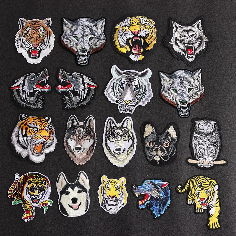Embroidered Tiger and Wolf Head Patches Set 5 Embroidered Tiger and Wolf Head Patches Set - Image 5