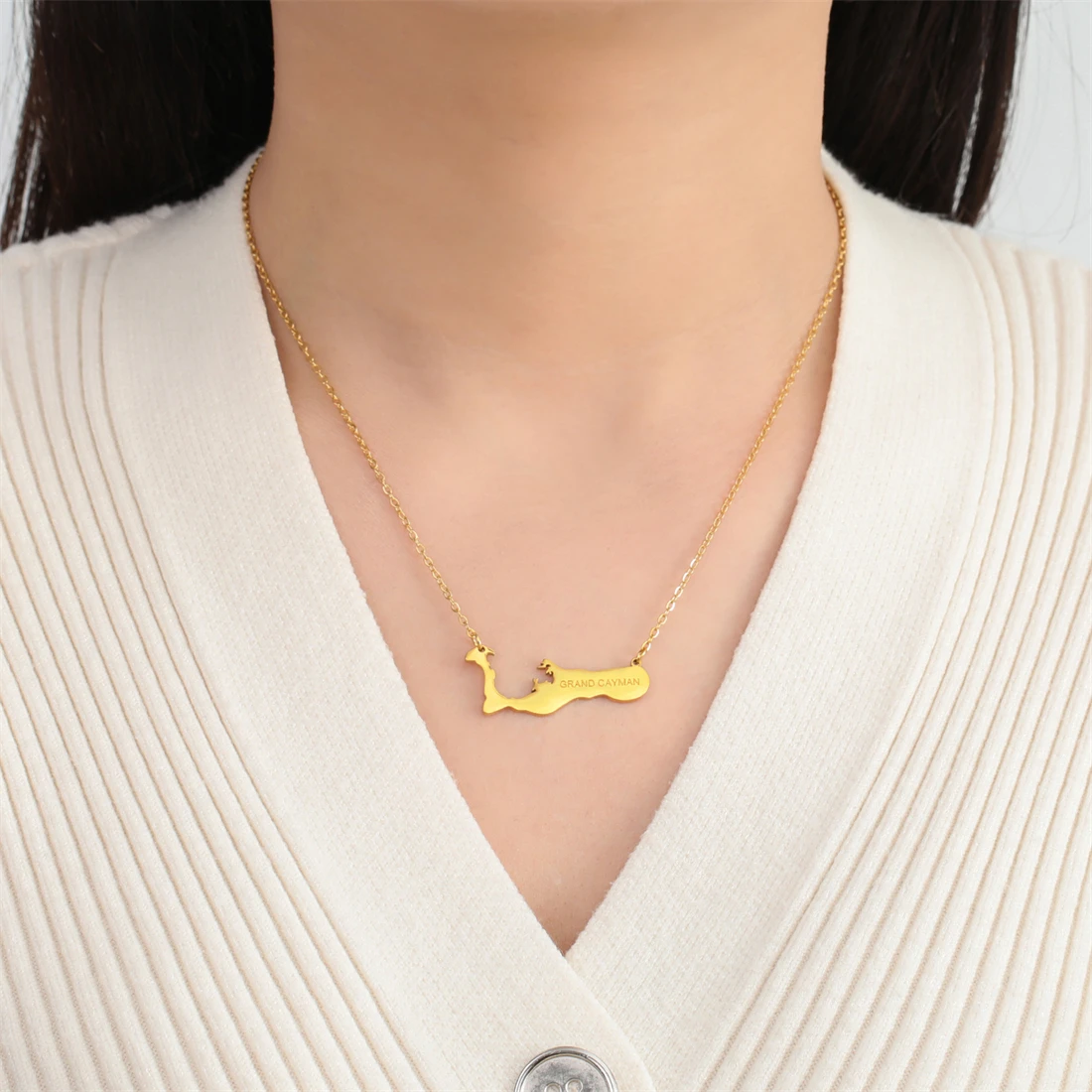 Cayman Islands Map Stainless Steel Pendant Necklace 6 Cayman Islands Map Stainless Steel Pendant Necklace - Image 6