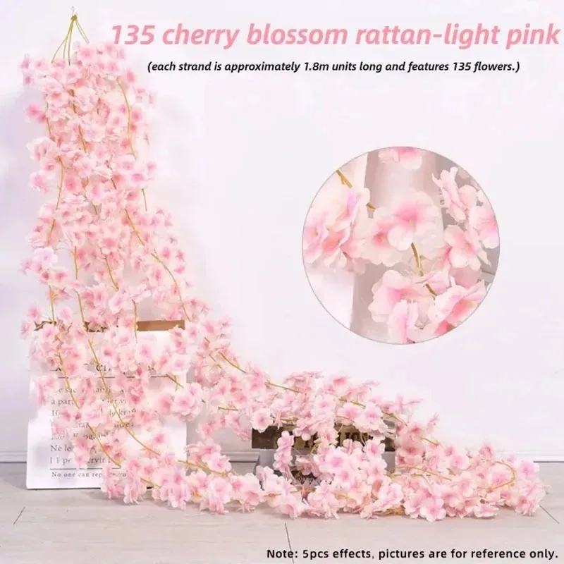 Artificial Cherry Blossom Vine 180cm for Indoor Decor 2 Artificial Cherry Blossom Vine 180cm for Indoor Decor - Image 2