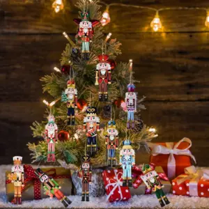 Festive Wooden Nutcracker Soldier Ornaments Set 8 Sc2366e657a8f4626a30c420b693625b7J