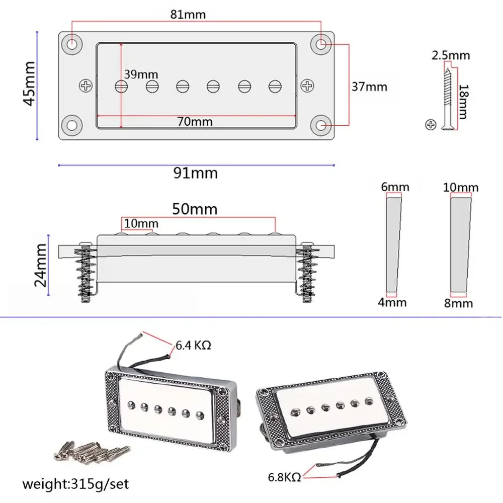 Silver Modern Single-Coil Pickup Set for Guitars 3 Silver Modern Single-Coil Pickup Set for Guitars - Image 3
