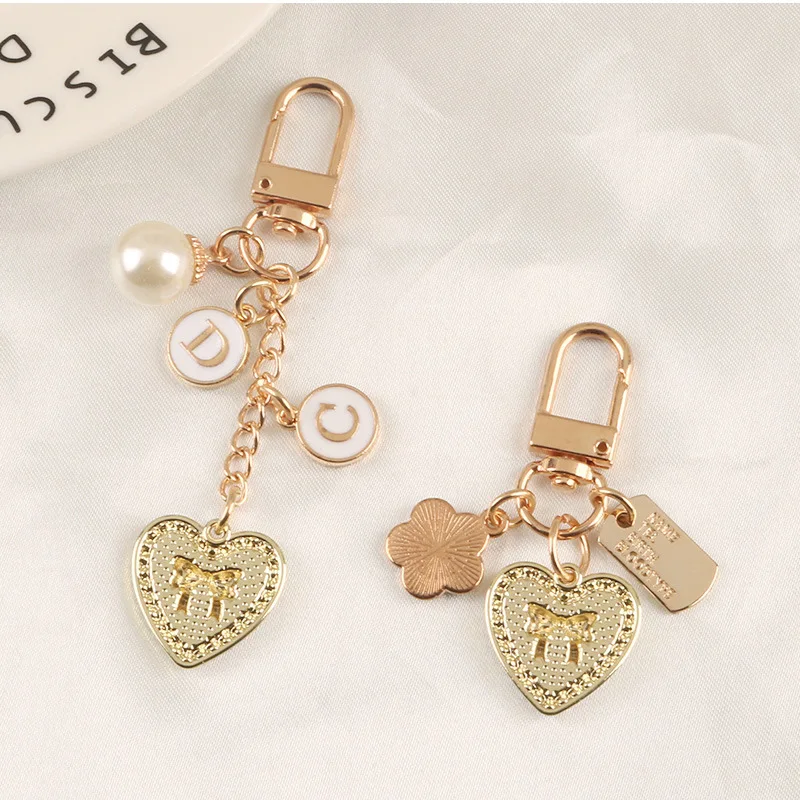 Pearl Heart Keychain with Camellia Bowknot 5 Pearl Heart Keychain with Camellia Bowknot - Image 5