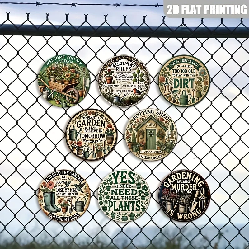 Vintage Floral Garden Plaque 8-inch Aluminum Decor 4 Vintage Floral Garden Plaque 8-inch Aluminum Decor - Image 4