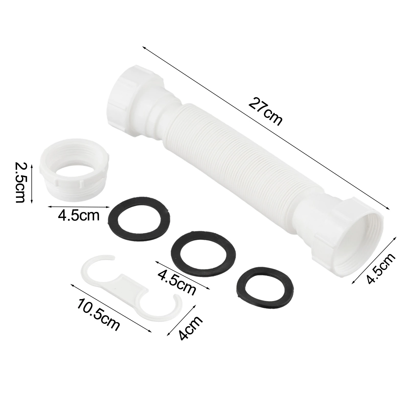 White Flexible Sink Drain Pipe with P-Trap 4 White Flexible Sink Drain Pipe with P-Trap - Image 4