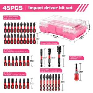 Pink 45-Piece Impact Screwdriver Bit Set 13 Sc3902cc7cc6340e787dcd62b9765ccaeU