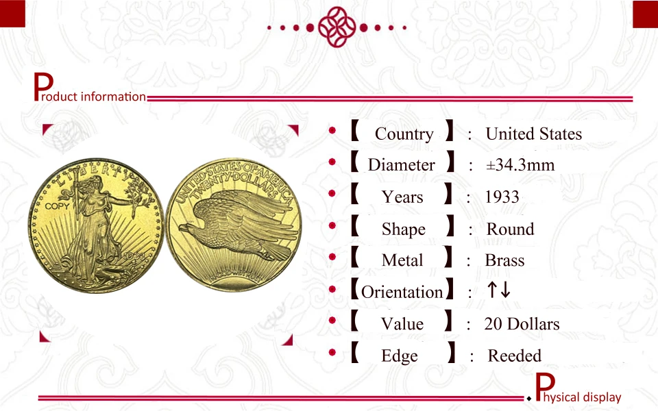 Vintage 1933 Saint-Gaudens Double Eagle Replica 6 Vintage 1933 Saint-Gaudens Double Eagle Replica - Image 6