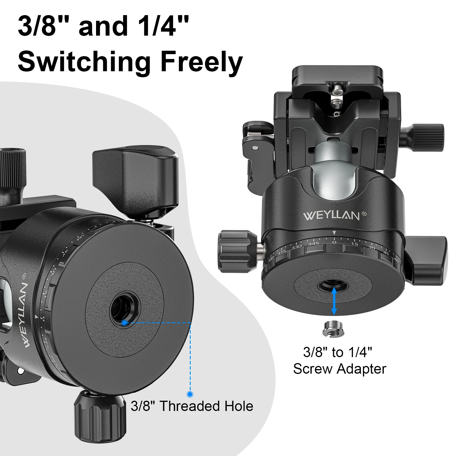 WEYLLAN EH46L Tripod Ball Head with 20kg Support 5 WEYLLAN EH46L Tripod Ball Head with 20kg Support - Image 5