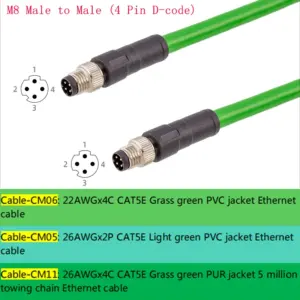 Industrial M8 to RJ45 Shielded Ethernet Cable 1m 15 Sc45e1d63182846838fe8b3ccd0a33e68K