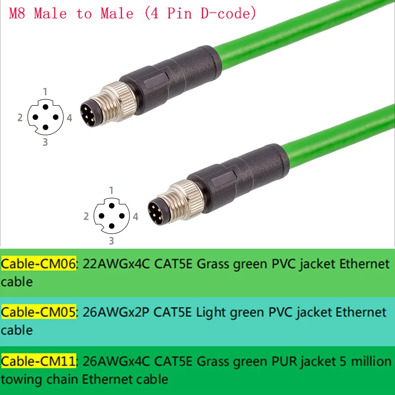 Industrial M8 to RJ45 Shielded Ethernet Cable 1m 7 Industrial M8 to RJ45 Shielded Ethernet Cable 1m - Image 7