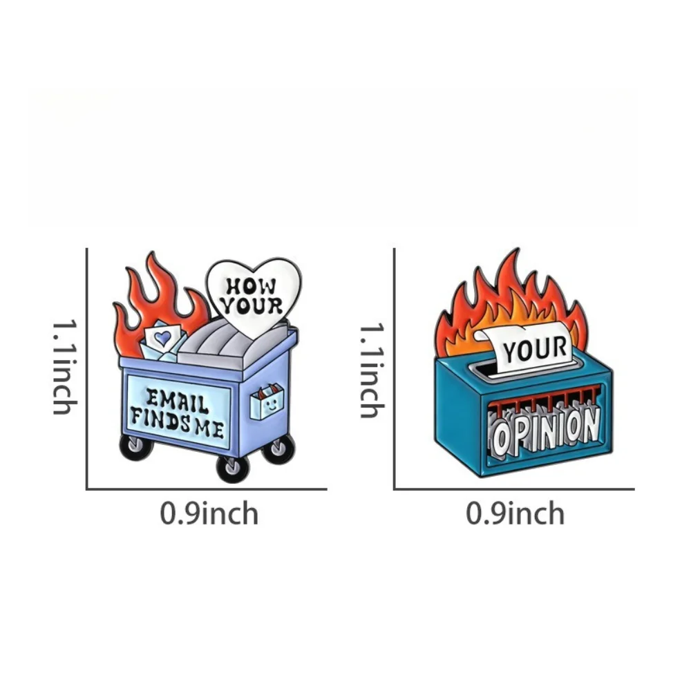 Funny Flame Trash Can Brooch for Style 2 Funny Flame Trash Can Brooch for Style - Image 2