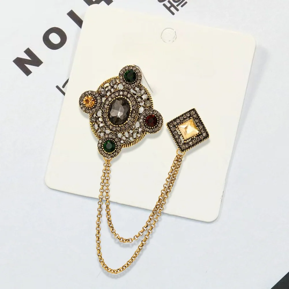 Vintage Multi-Gemstone Chain Brooch Décor 3 Vintage Multi-Gemstone Chain Brooch Décor - Image 3