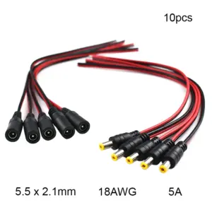 10-Pack 28-30cm 5.5x2.1mm Power Extension Cables