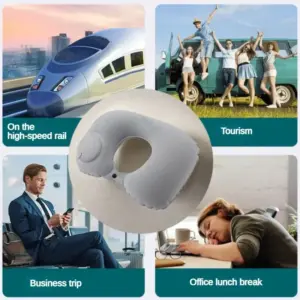 Bright Teal Inflatable U-Shaped Travel Pillow 15 Sc61c480c619e406db00f4621ef9de537n