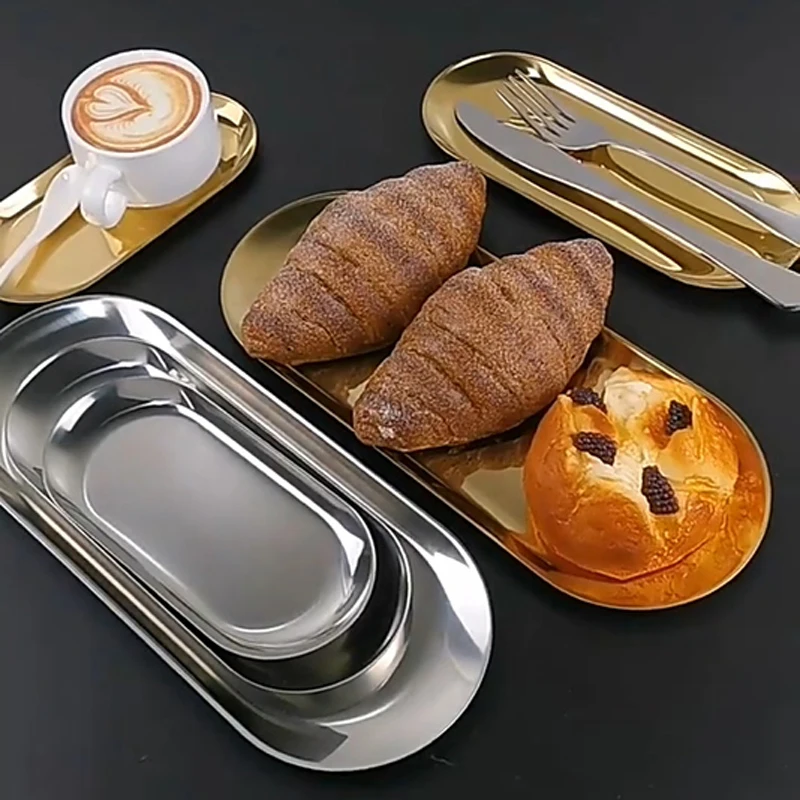 Stainless Steel Oval Serving Trays Set 4 Stainless Steel Oval Serving Trays Set - Image 4