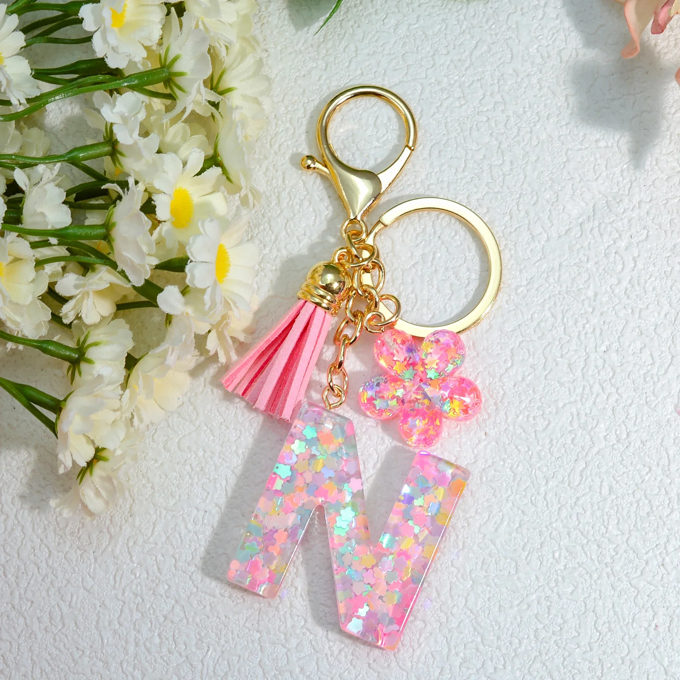 Holographic Initial Keychain for Women 8 Holographic Initial Keychain for Women - Image 8