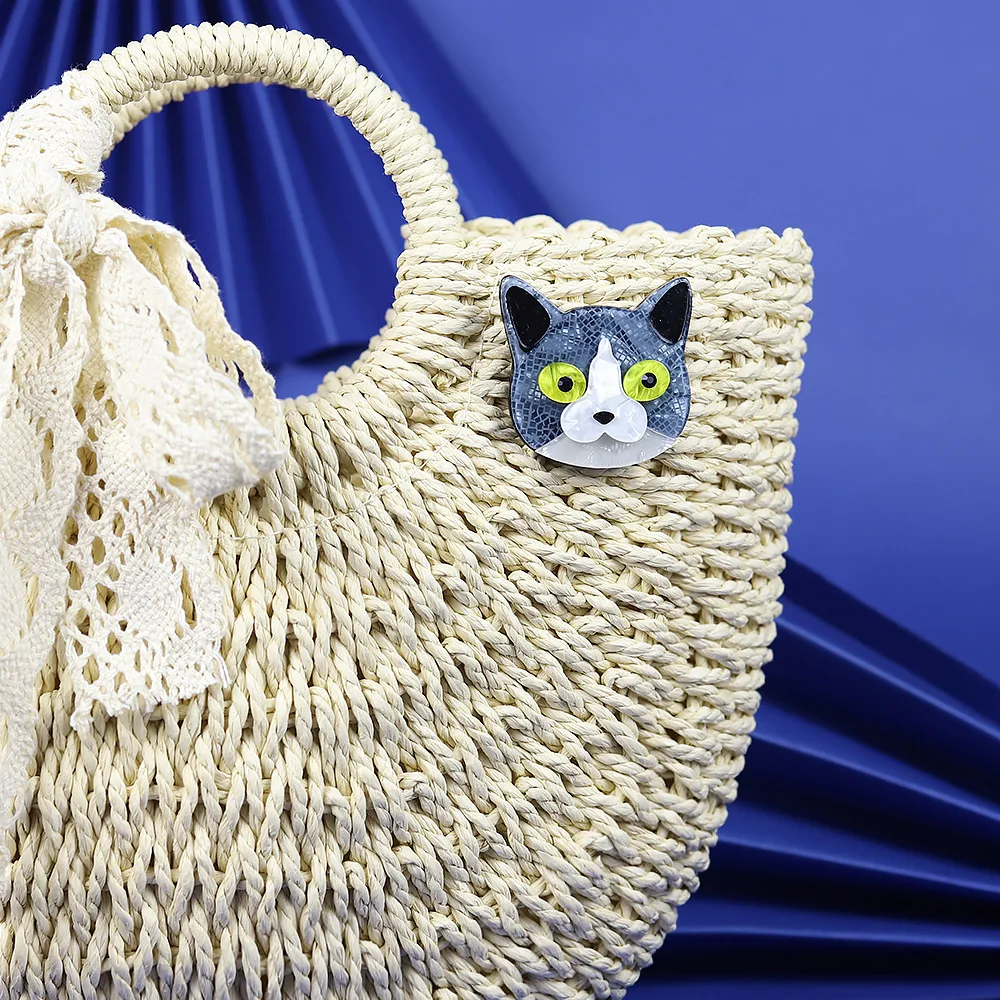 Colorful Acrylic Cat Face Brooch for Accessories 3 Colorful Acrylic Cat Face Brooch for Accessories - Image 3