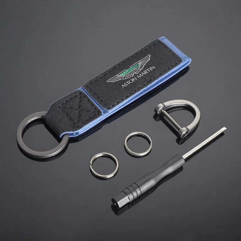 Aston Martin Winged Logo Keychain in Suede 6 Aston Martin Winged Logo Keychain in Suede - Image 6