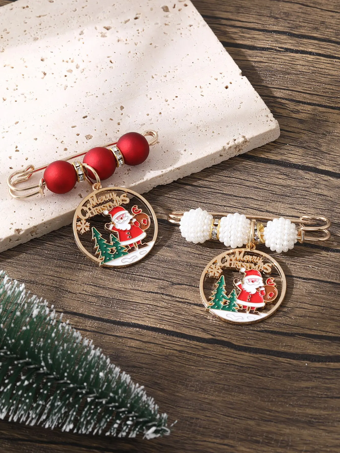 Festive Santa Brooch with Beads and Rhinestones 4 Festive Santa Brooch with Beads and Rhinestones - Image 4