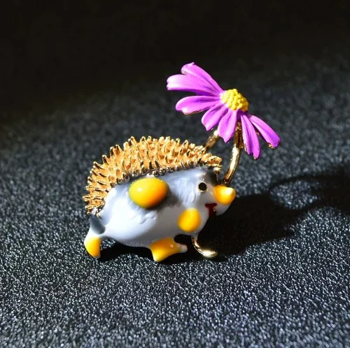 Whimsical Chamomile Hedgehog Brooch 2 Whimsical Chamomile Hedgehog Brooch - Image 2