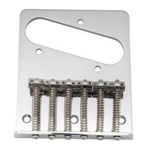 Musiclily Basic 54mm(2-1/8 inch) Vintage 6-String Bridge with 6 Saddles for Tele Style Guitar, Chrome