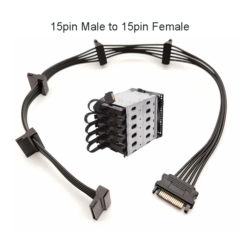 SATA Power Splitter Cable 15-pin Male to 5 Female 3 SATA Power Splitter Cable 15-pin Male to 5 Female - Image 3