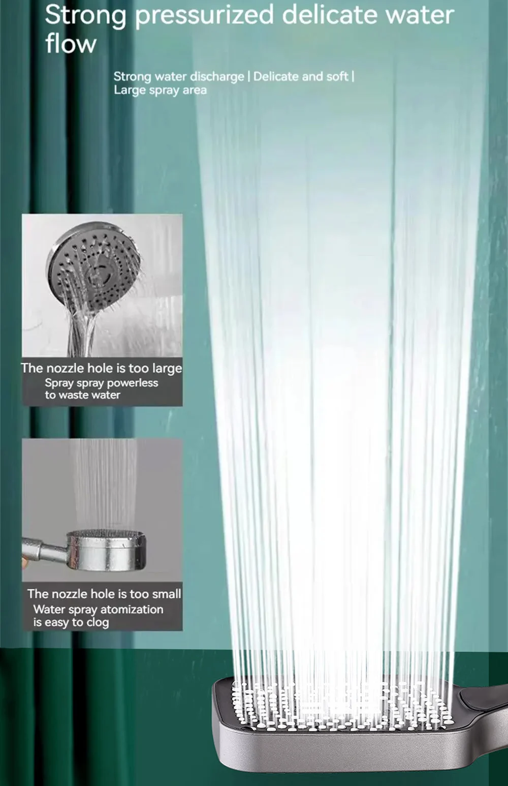 Multi-Mode Chrome Shower Head with Water Saving 2 Multi-Mode Chrome Shower Head with Water Saving - Image 2