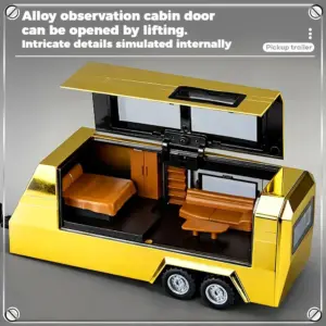 Gold Off-Road Pickup Truck Model with Trailer 12 Sc956556e1998460db2f89c086fd1dbd2Q