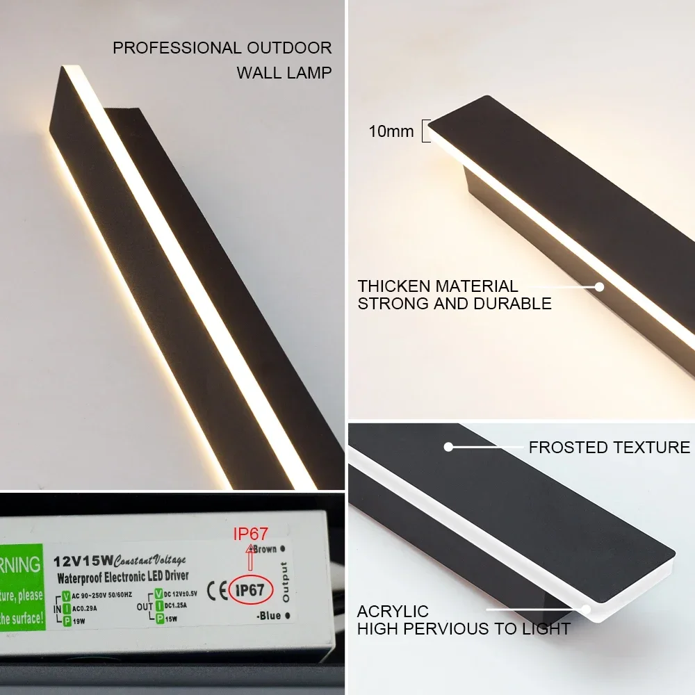 120 cm Modern LED Wall Lamp in Black 3 120 cm Modern LED Wall Lamp in Black - Image 3