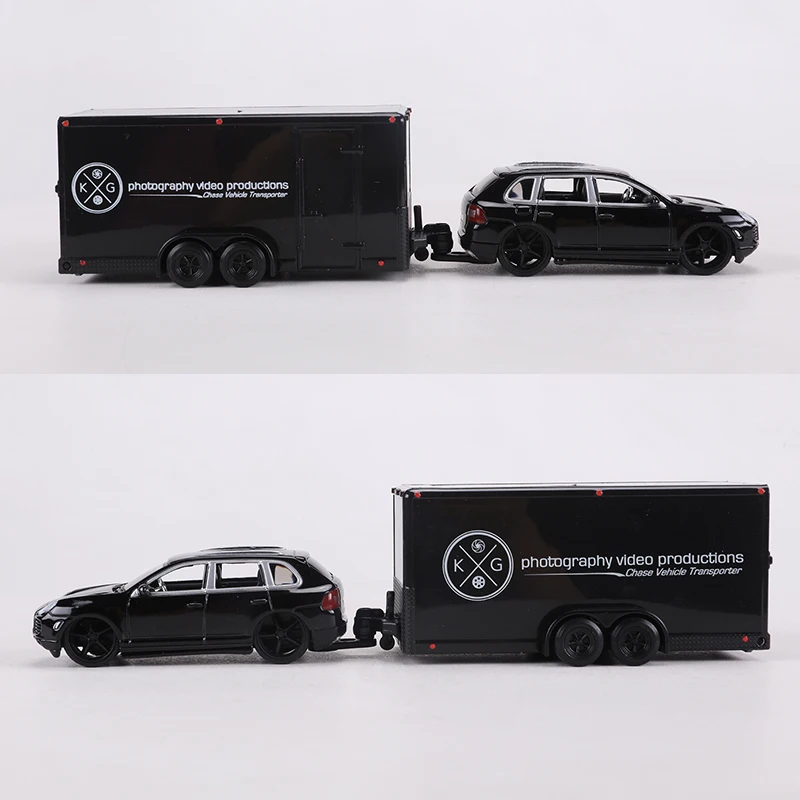 1:64 Scale Diecast Porsche Cayenne with Alloy Trailer 4 1:64 Scale Diecast Porsche Cayenne with Alloy Trailer - Image 4
