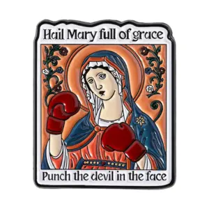Humorous Religious Boxing Gloves Brooch Set