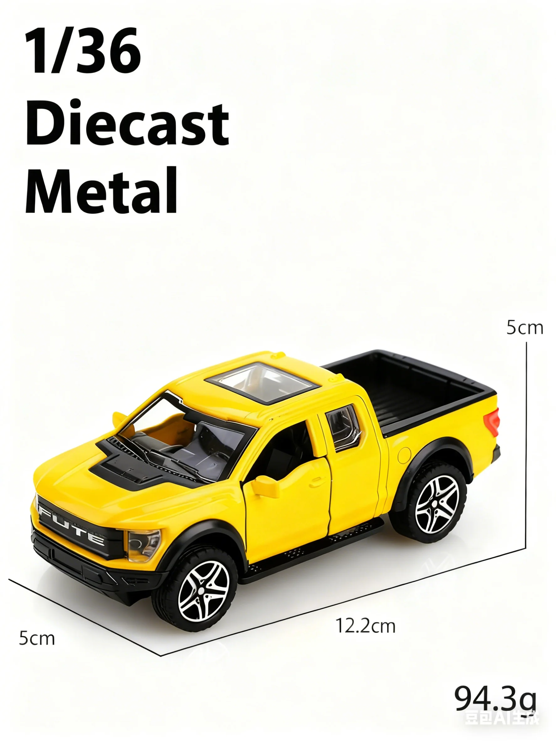 Black Die-Cast Muscle Pickup Truck Model 5 Black Die-Cast Muscle Pickup Truck Model - Image 5