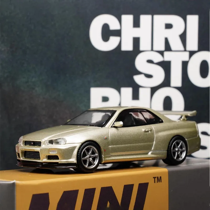 Gold Nissan Skyline GTR R34 Diecast Model 3 Gold Nissan Skyline GTR R34 Diecast Model - Image 3