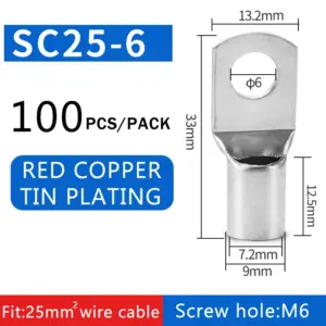 Set of 100 SC Copper Terminal Connectors 17 Scb196dc3ab4c47a8873e0d25609cd0ef1