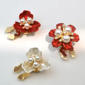 Vintage Pearl Flower Button Covers Set of Three