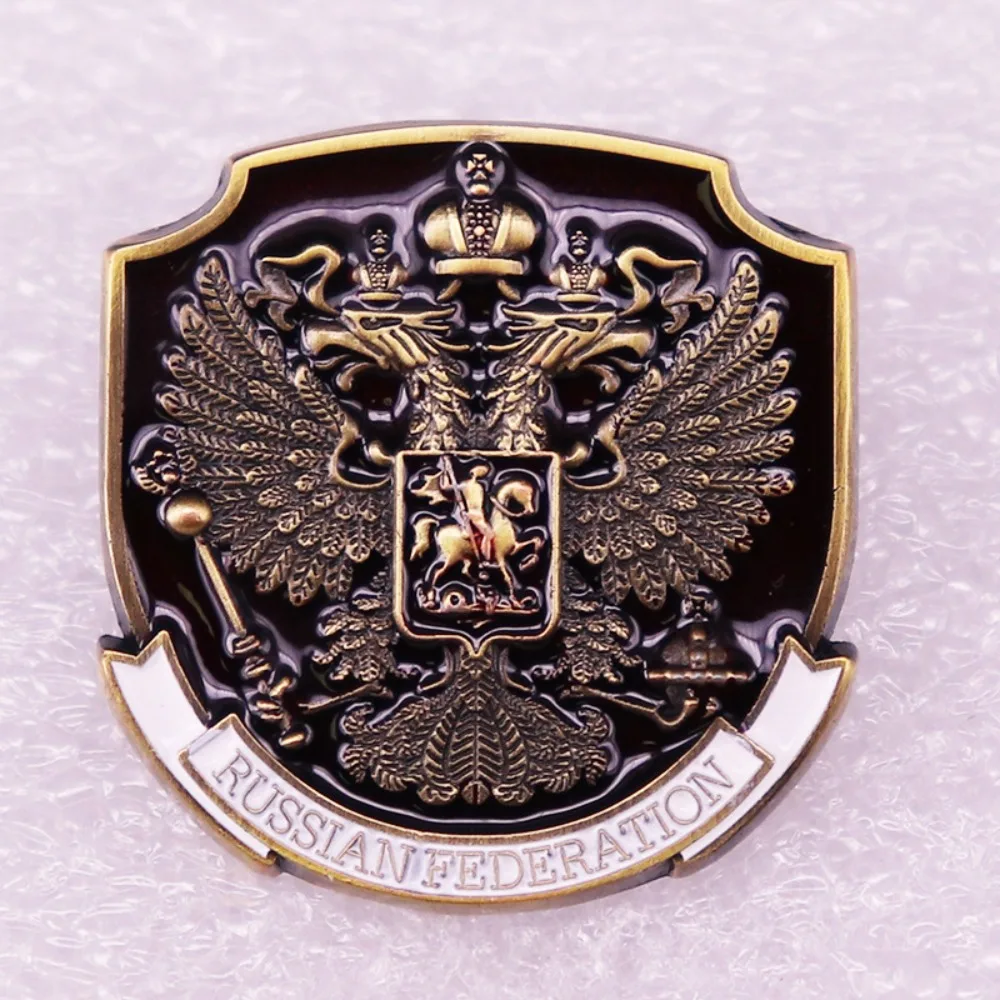 Russian Federation Emblem Brooch - 3 cm Alloy Pin 2 Russian Federation Emblem Brooch - 3 cm Alloy Pin - Image 2